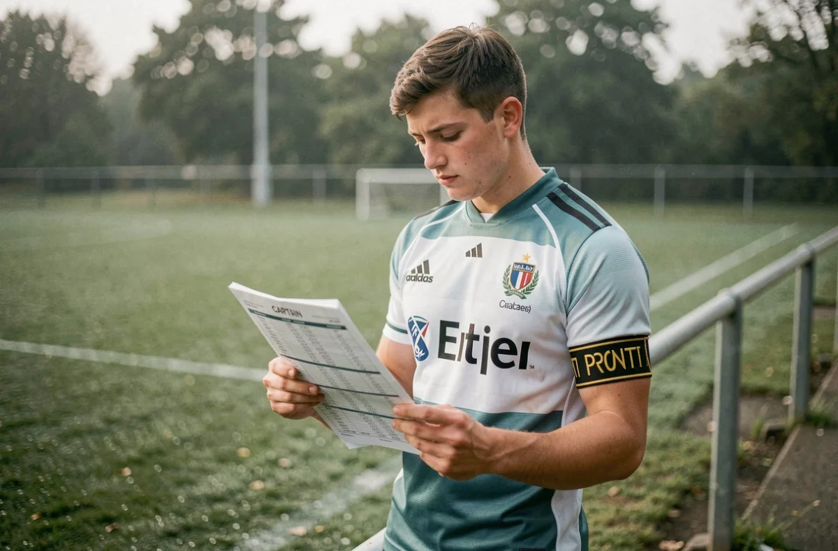 Capitaine de l'équipe de rugby U20 consultant le calendrier des matchs de la coupe du monde 2026