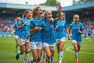 Jeunes filles de football en célébration sur le terrain