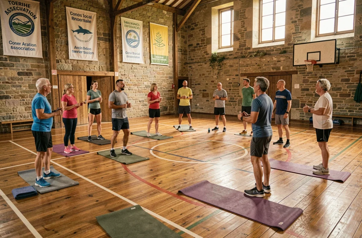 Cours collectif de fitness en milieu rural organisé par Familles Rurales Association du Pays de Pergaud