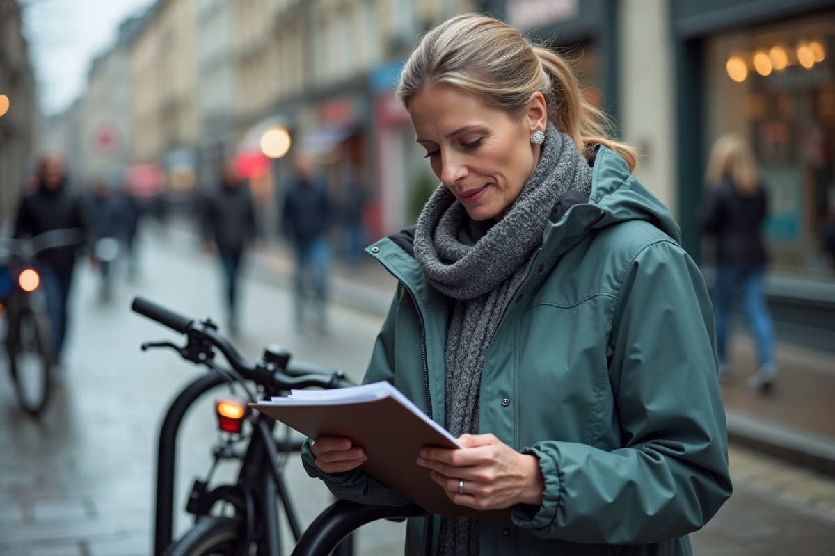 Femme vérifie ses papiers d
