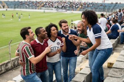 Groupe de supporters de football regardant un match