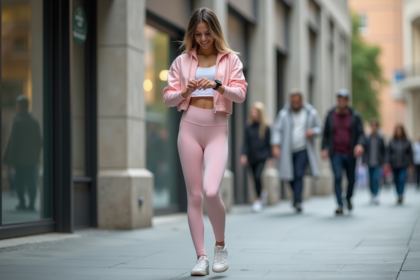 Jeune femme en athleisure dans la ville urbaine